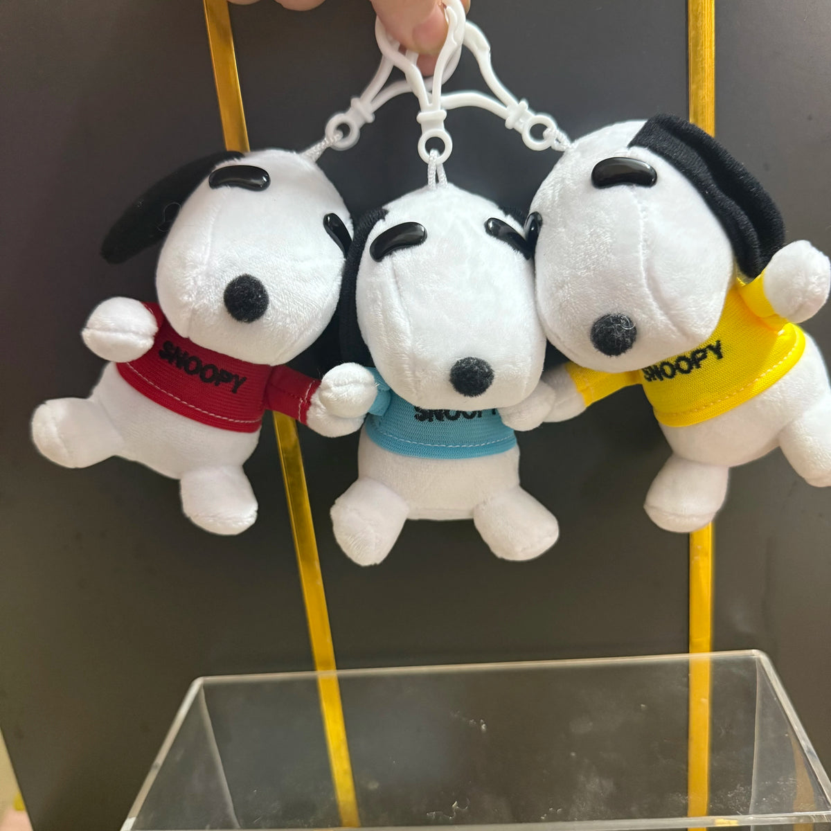 3piece 11CM Cute high quality Peanuts Snoopy Plush pendant toys Snoopy dog Woodstock KEY CHAIN animal toys