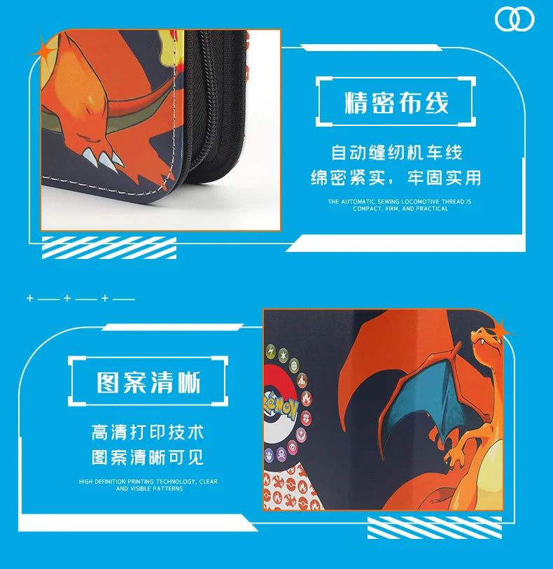 Squirtle Bulbasaur Card Binder Anime Photo Album Collect Loose Leaf Pu Zipper Figure Card Holder Storage Bag Toy Peripheral Gift