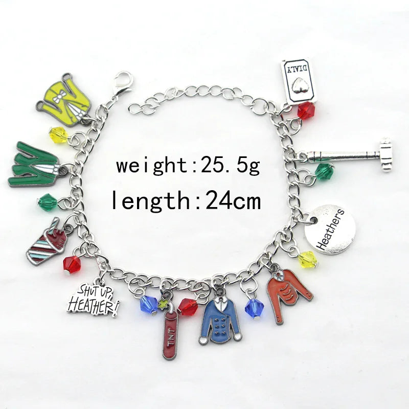 Heathers Broadway Musicals Themed Bracelet for Women Men Multicharm Metal Charm Bracelet Music Enthusiasts Gifts