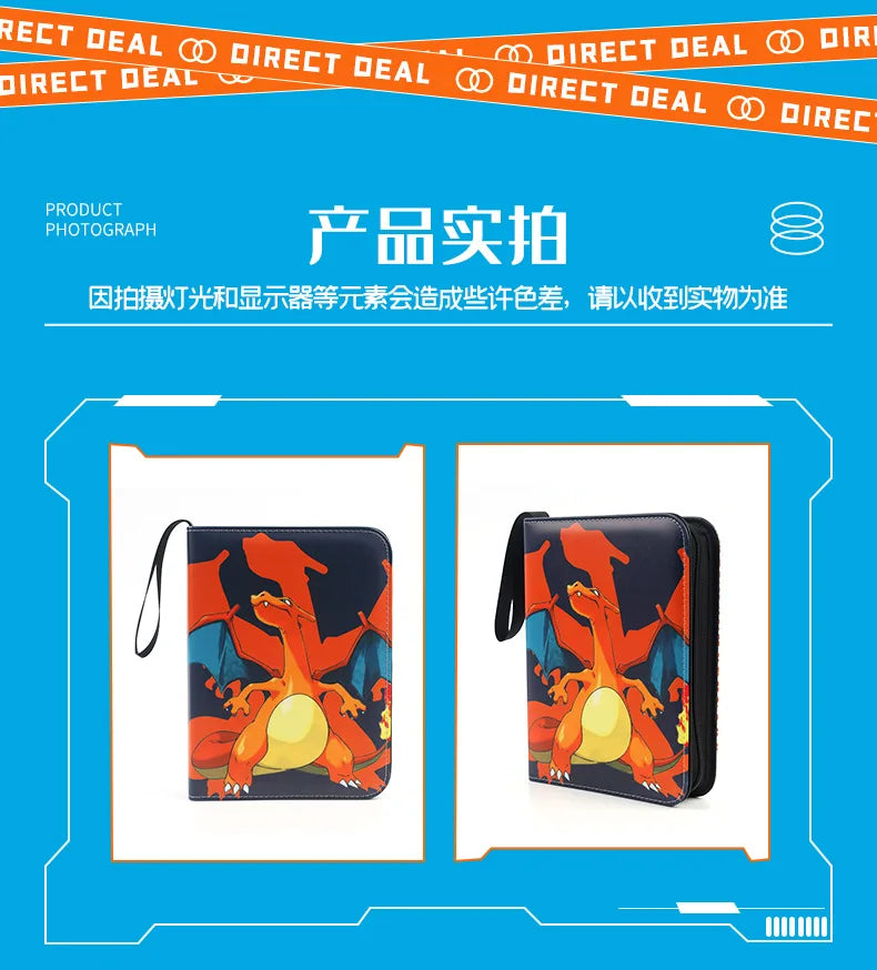 Squirtle Bulbasaur Card Binder Anime Photo Album Collect Loose Leaf Pu Zipper Figure Card Holder Storage Bag Toy Peripheral Gift