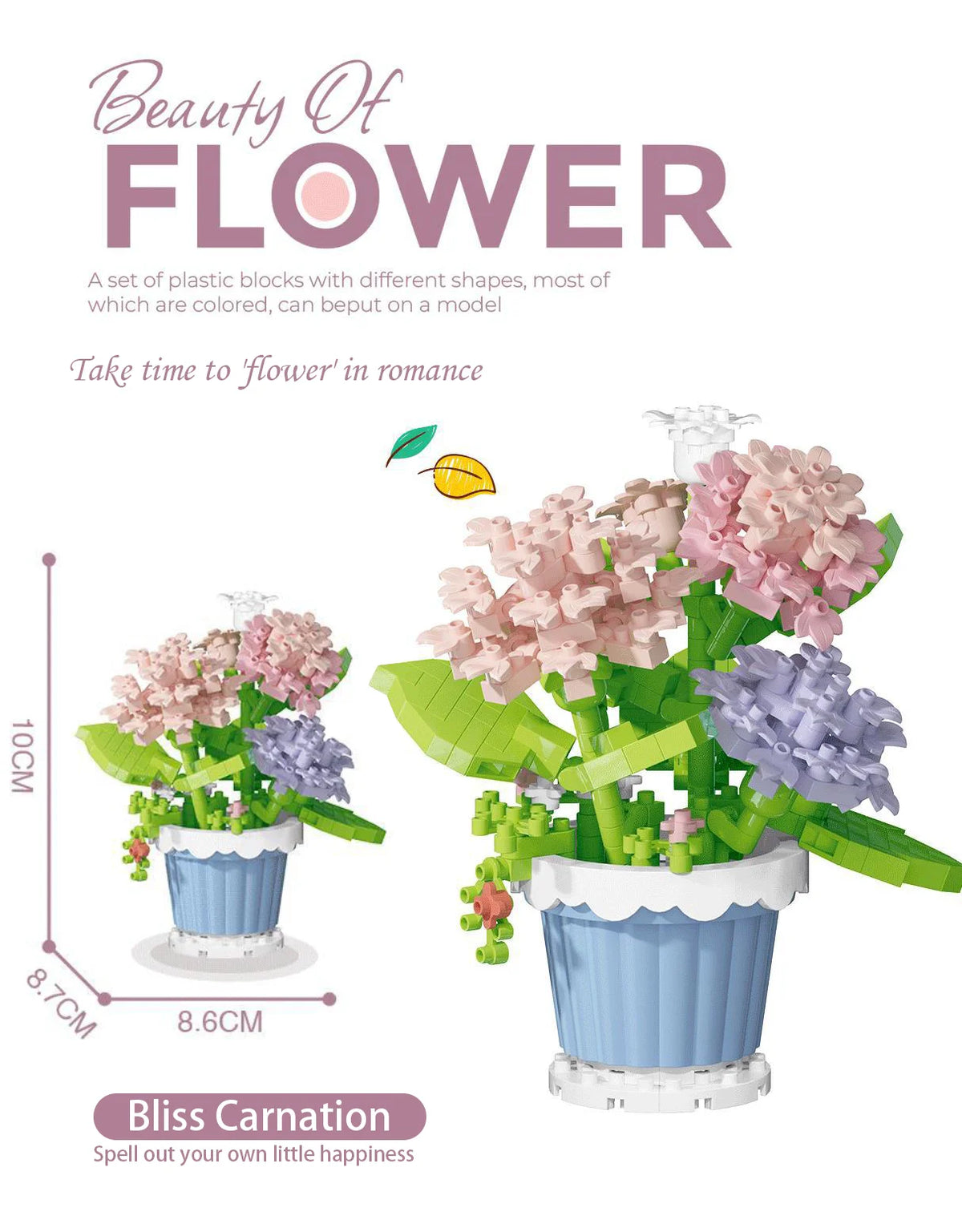 Small Particle Building Block Home Decor Series Flower Potted Plant Toys Set with Permanent Flowers Gift for Plant Arrangements