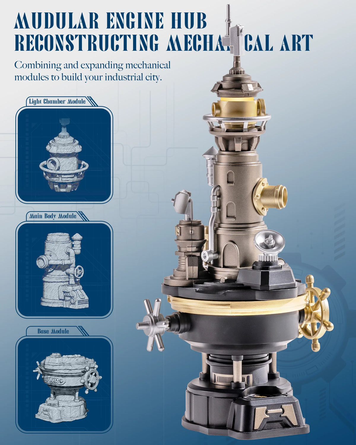 ROKR Navi Lighthouse Mechanical 3D Puzzle with Light, DIY Metal Toy Assembly Kit, Adult Gift, Connectable to Mechmix Series