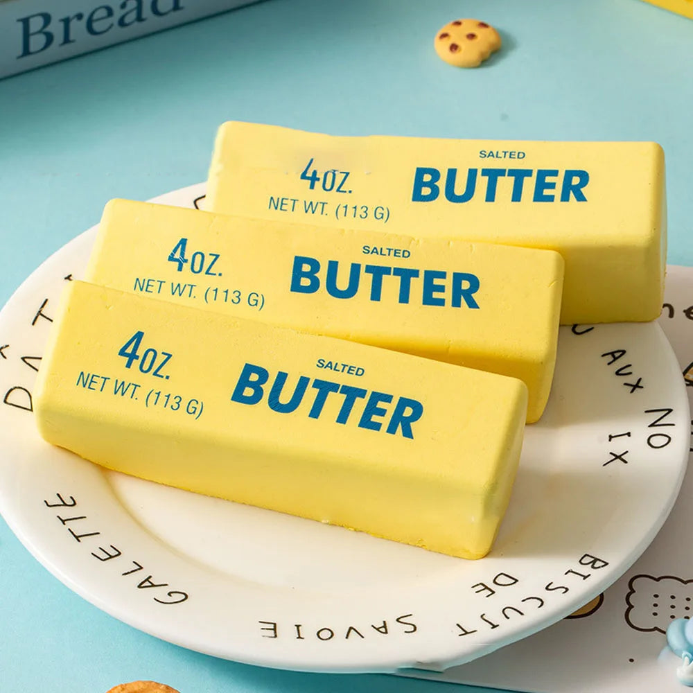 Hot Simulation Salted Butter Squishy Toy Slow Rising Stress Relief Squeeze Toy Soft Rubber Creative Decompression Toy Gift