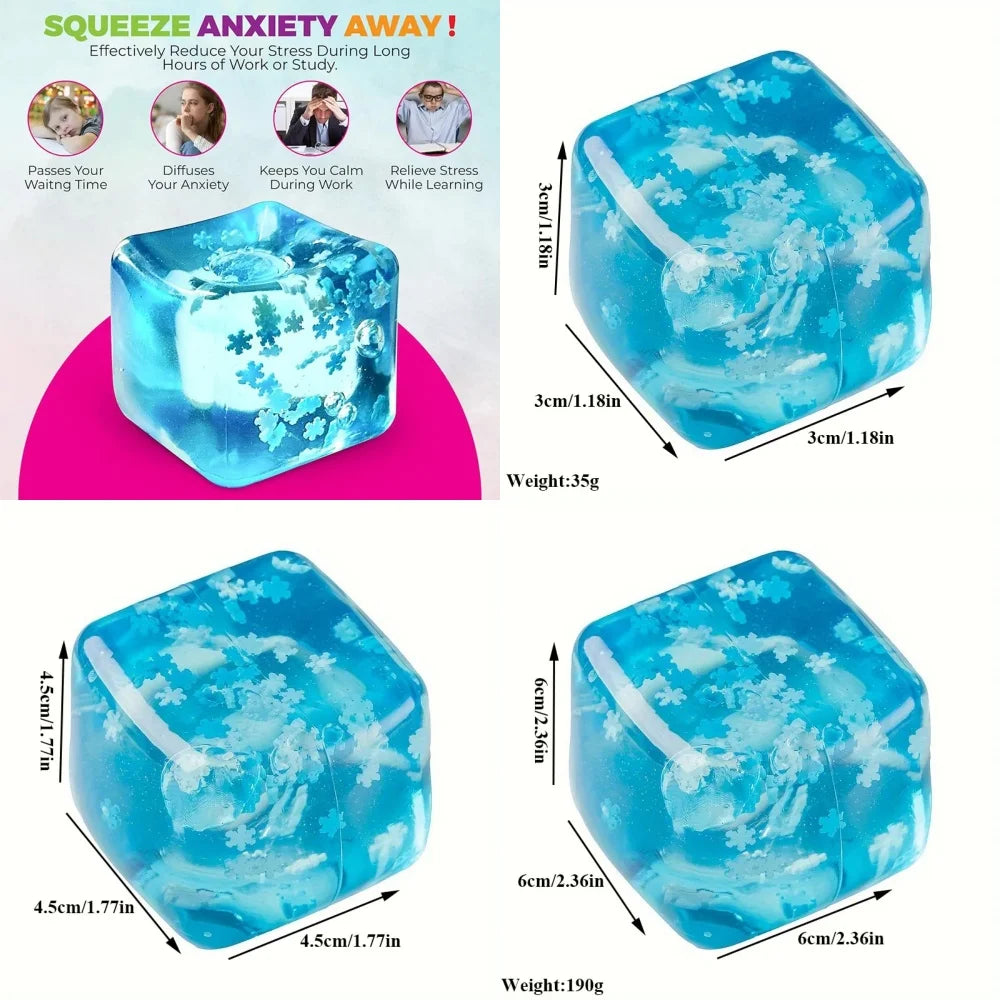 Squishy Ice Cube Stress Relief Ball Sensory Fidget Toys for Autism ADHD Anxiety Relief for Adults Easter Christmas Gift