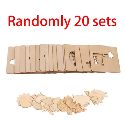 10-20pcs Wooden DIY  Kids Drawing Toys Painting Stencils Template Craft Toys Puzzle Educational Toys For Children Gifts