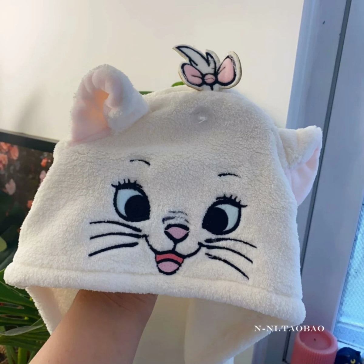 Cute Lucifer Cat Marie Cat Dry Hair Cap Women Plush Towels Shower Cap Towel Bath Hats Quick Drying Soft Lady Turban Head Girl