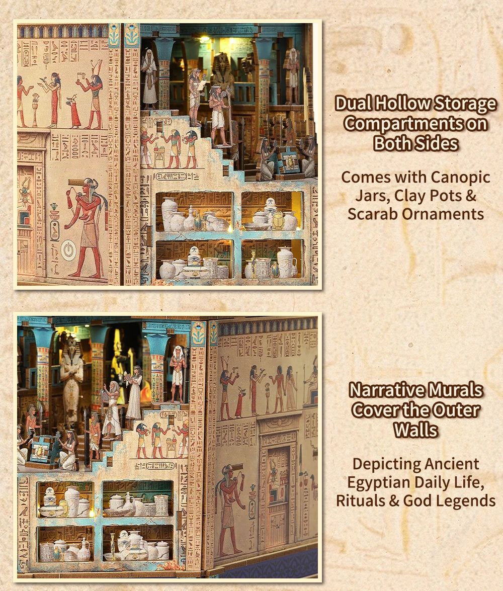 Book Nook Kit  3D Wooden Puzzle Egyptian Pharaoh MummyDIY Miniature Dollhouse Pyramid Model Building Home Decoration Gifts