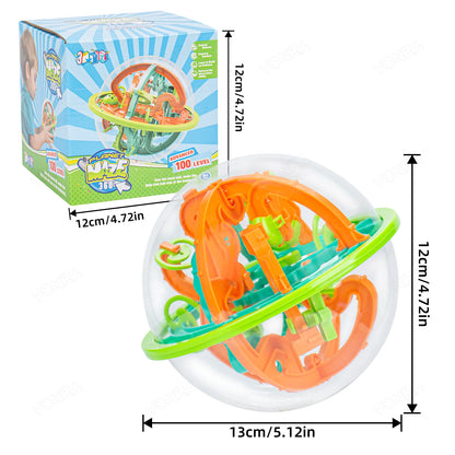 3D Puzzle Ball Brain Game Toys for Kids Steel Ball Track Maze Ball 3D Maze Game with 100 Obstacles Boys Girls Birthday Gifts