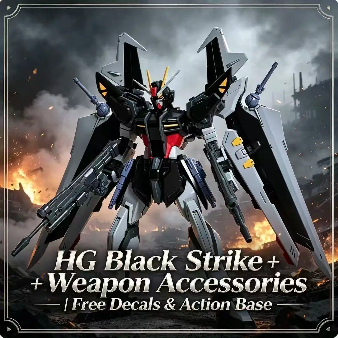 41 HG 1/144 Black Strike Mecha with Wing Backpack & Equipment Parts, Assembly Model Kit, Collectible Decor & Gift for Boys