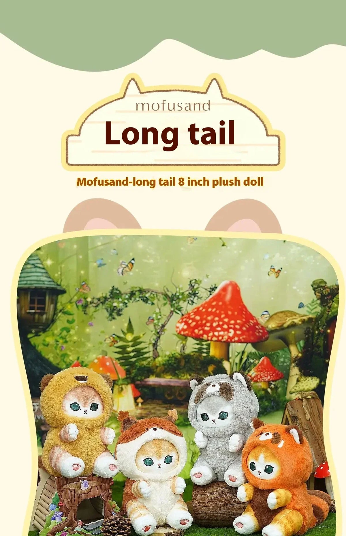 Kawaii Keychain Pendant Cartoon Mofusand Shark Cat Cross-Dressing Doll Backpack Decor Toys