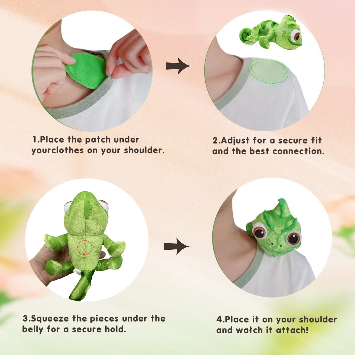 Pascal  Rapunzel Chameleon Plush Toy Soft Stuffed Animals Plush Shoulder Plush Suitable for Parties Perfect Gift for Kids