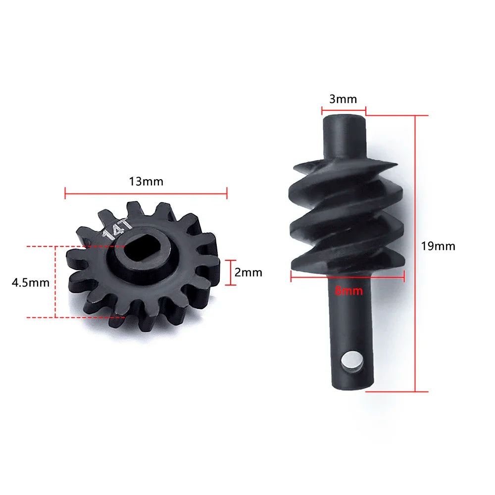 AXSPEED Steel Gear Overdrive Worm Differential Axle Parts 12T 13T 14T 16T 18T for 1/24 Axial SCX24 RC Crawler Car Upgrade