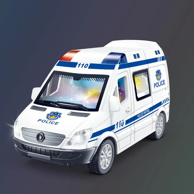 Children's Inertia Pull back Car Toy with Lighting Sound Simulation Commercial Car Model Boy Gift Toy Car Kids Holiday Gift