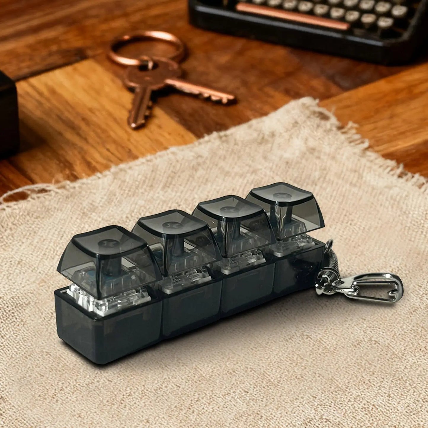 LED Keyboard Keychain Fidget Toys Crystal Clicker Sensory Toy for Stress Relief Keyboard Keychain Fidget Gadget for Adults Kids
