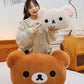 Cute Rilakkuma Big Head Plush Pillow Large Size Soft Stuffed Toy Cushion Bedroom Sofa Decor Unisex Birthday Gift For Adult