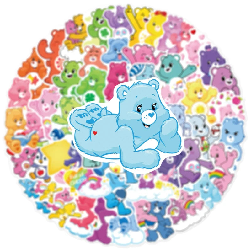 Carebears 50Pcs Classic Cartoon Animation Cute Irritable Bear Loyal Bear Children's Waterproof Sticker Room Diary Decoration