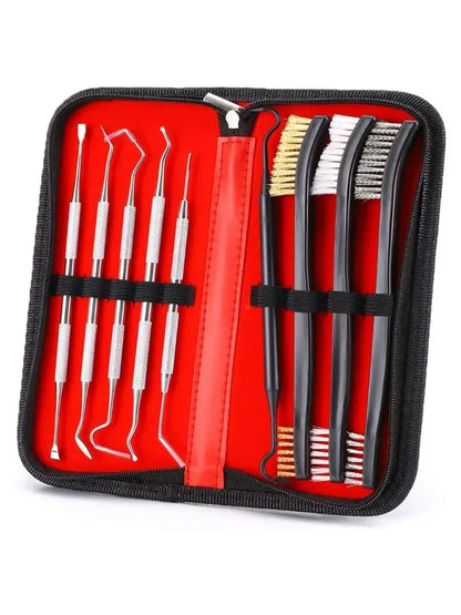 9pcs/Set Toy Gun Cleaning Kit 3 Brass Steel Brushes 6 Stainless Steel Pick Rifle Cleaning Tool
