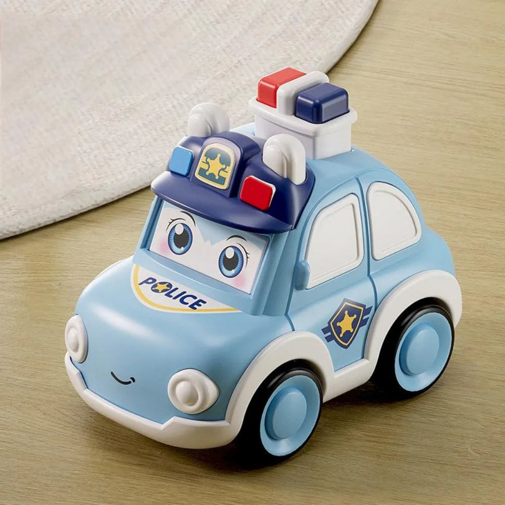 Toddler Press and Go Vehicle Cartoon Baby Mini Ambulance Police Car Fire Truck Excavator Model Gift for Kids Toys