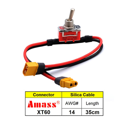 Large Current High Load Switch AMASS XT60 XT90 T-Plug Power ON-OFF Toggle 12/14AWG for eBike RC Airplane ESC Motor Connecting
