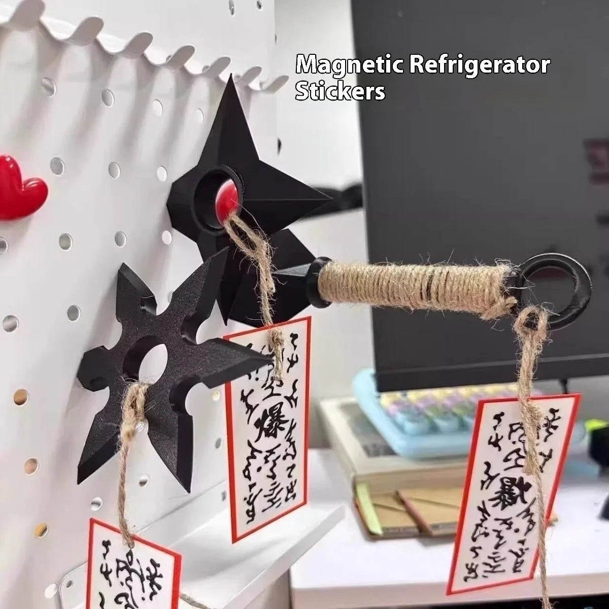 Hot Anime Ninja Kunai Fridge Magnet Toys Cartoon Cosplay Props PVC Shuriken Model Decoration Refrigerator Magnets Toys Boys Gift