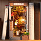 Robotime Sakura Wine Alley DIY Booknook with Lights DIY Miniature Dolls House Kit 3D Wooden Puzzle Bookend Bookshelf Decor Gift