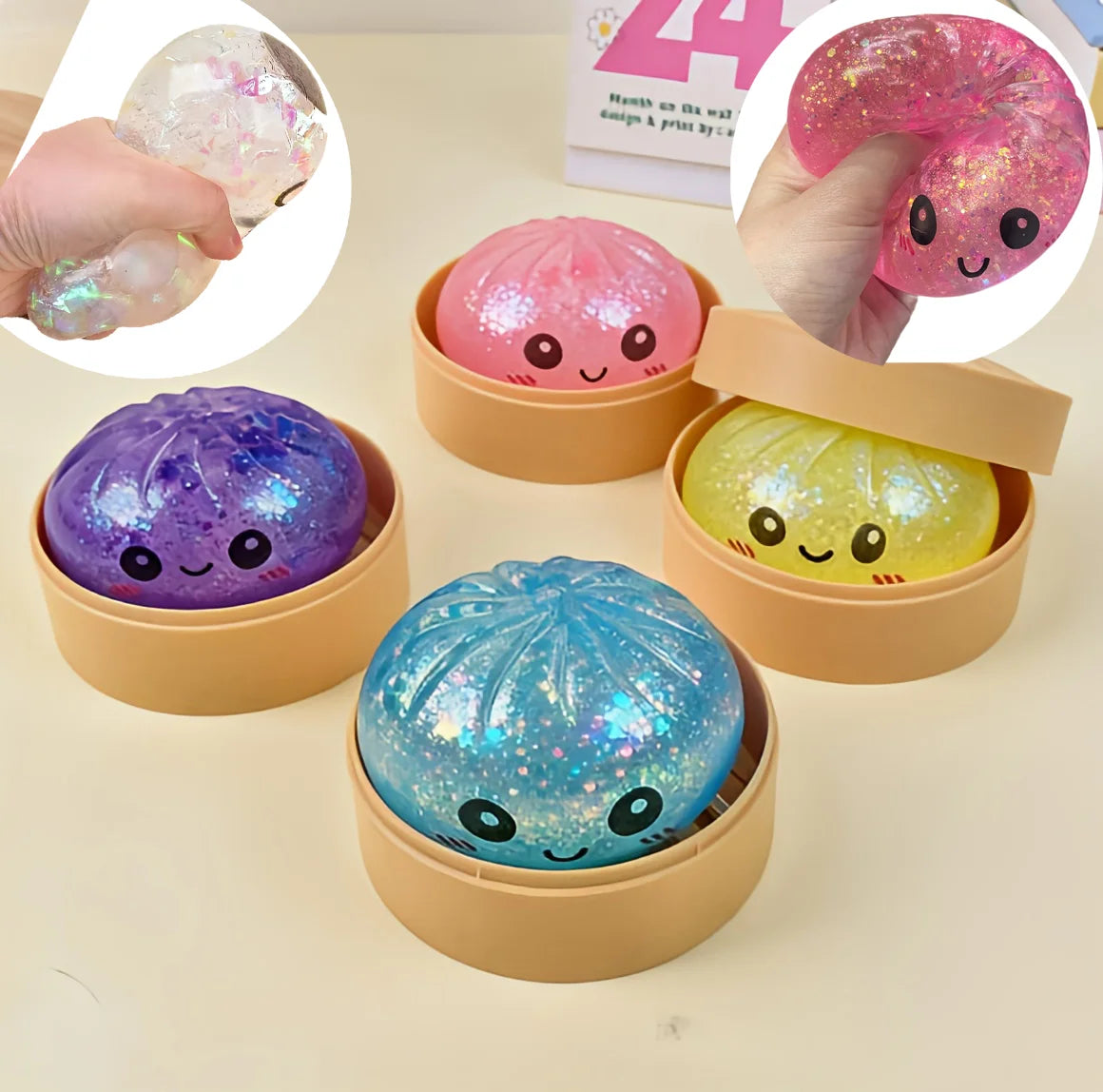 Simulation Flash Dumpling Pressure Ball Fidget Squishes Squishy Maltose Dough Ball Decompression Fidget Toy Fun Creative Gift
