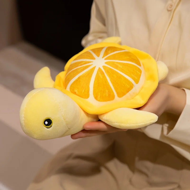 25/35CM Cartoon Simulation Anime Little Lemon Turtle Stuffed Animal Plush Doll Cute Turtle Soothing Kids Sleeping Toys Handmade