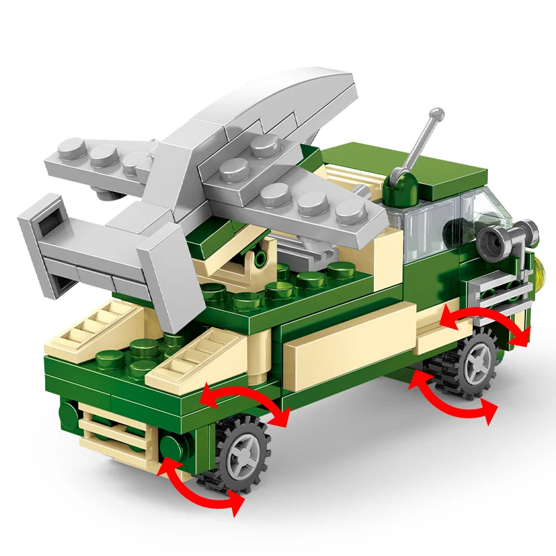 MOC Tank Anti Aircraft Guns Anti-Aircraft Missile Fighter Jets War Military City Vehicle Car Building Blocks Model Bricks Sets