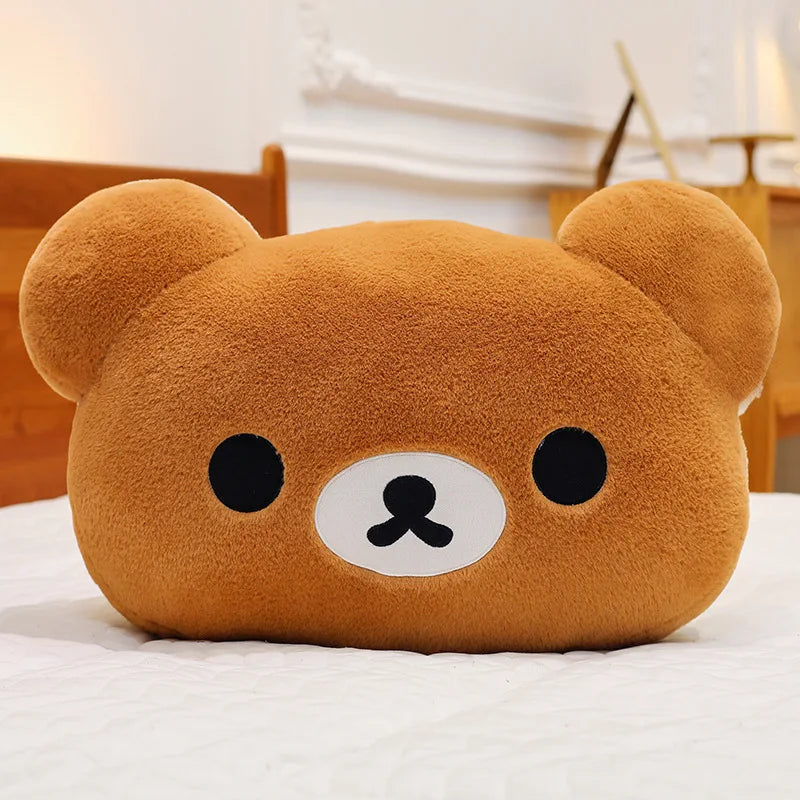 Cute Rilakkuma Big Head Plush Pillow Large Size Soft Stuffed Toy Cushion Bedroom Sofa Decor Unisex Birthday Gift For Adult
