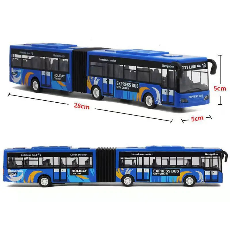 Double Section City Bus Toy Simulation Pull Back Vehicle Model  Play Car Multiple Color Options For  Collection