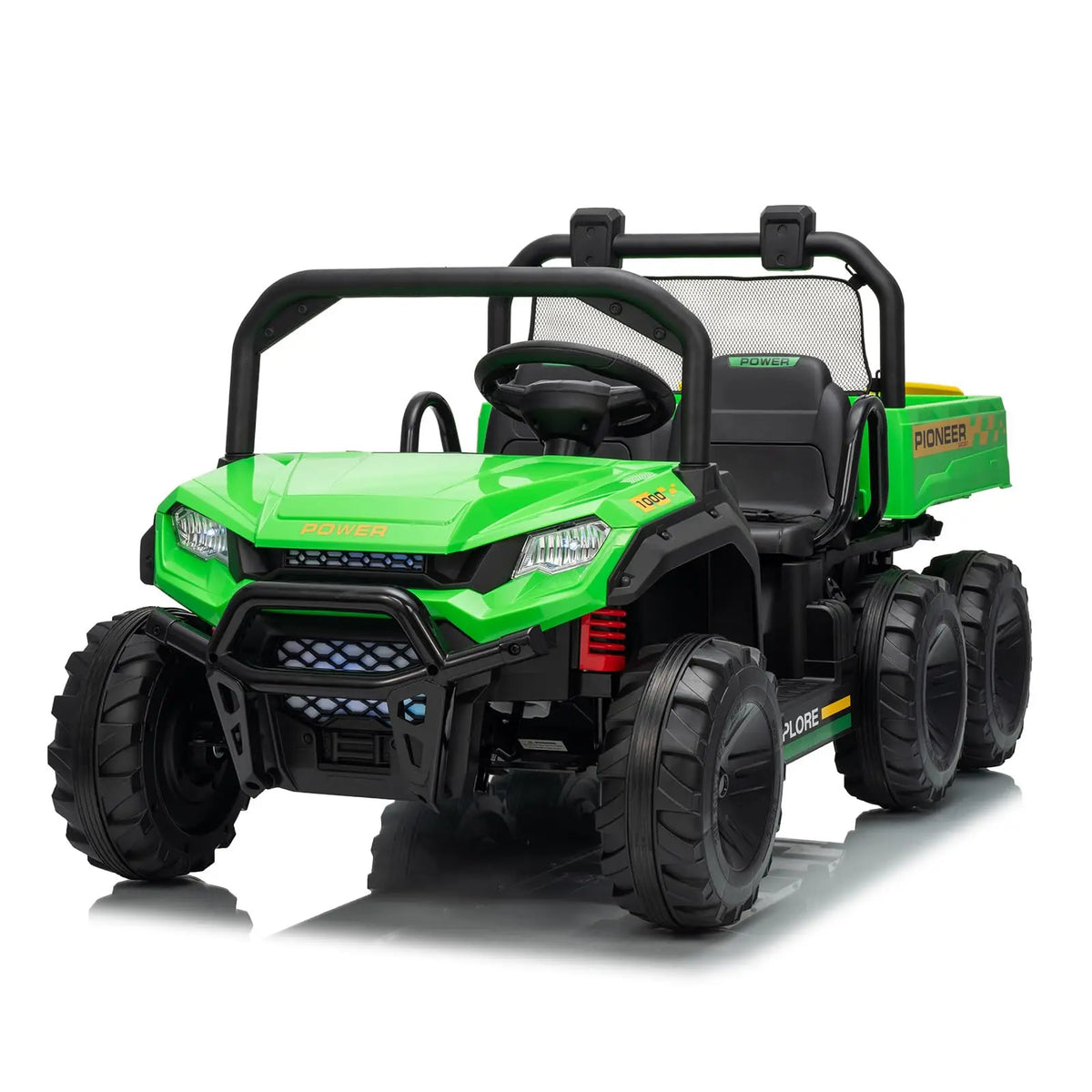24V 4WD All-Terrain Kids Ride On Dump Truck Parental Remote Control 3 Speeds 2-Seater Off-Road Toy Car For Boys Girls