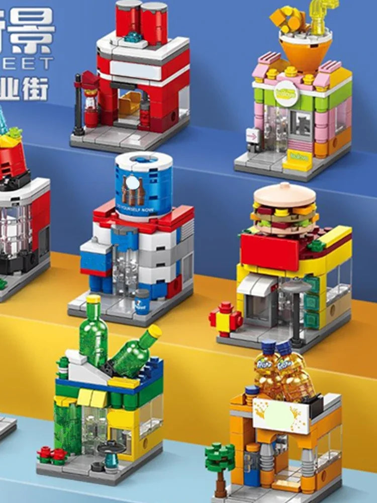 Food Shop Street Series - Mini City Shop House Model Kit, Fun DIY Educational Building Toy Gift for Kids Ages 6-12