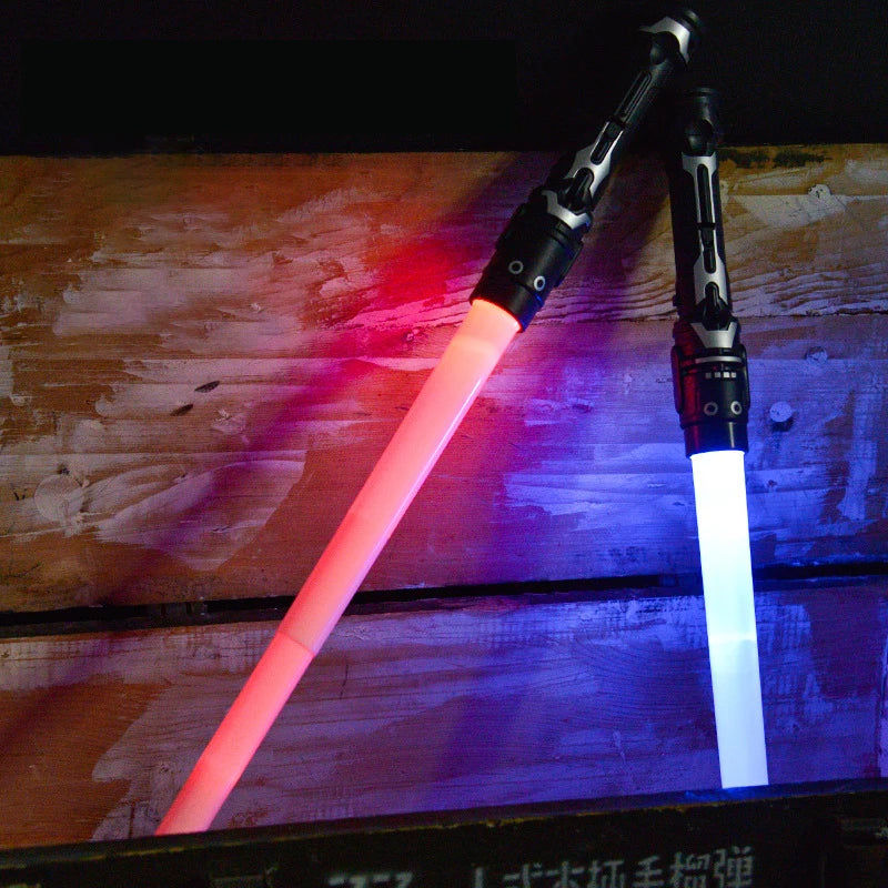 Children Colorful Glowing Sword Toys Laser Sword Lightsaber Red and Blue Double Saber Telescopic Music Cosplay Cool Flashing Toy
