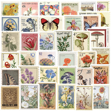 50pcs Retro Stamp Art Stickers For Laptop Luggage Skateboard Phone Sticker Kids Toys Vintage Aesthetic Cartoon Decals