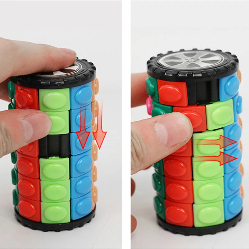 Color 3D Rotating Magic Cube Puzzle Color Tower Stress Relief Novel Magic Cube Children's Puzzle Toy Montessori Toy Gift