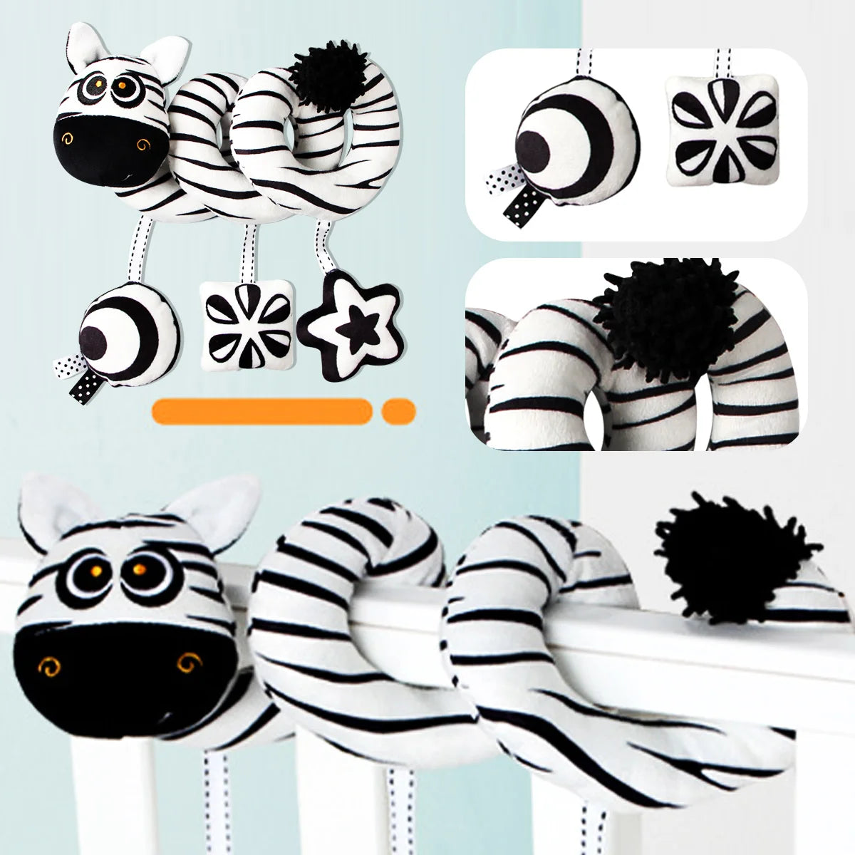 Spiral Car Seat Baby Toys, Infant Carseat High Contrast Sensory Toys Hanging Stroller Accessories, Newborn Shower Gifts for Baby