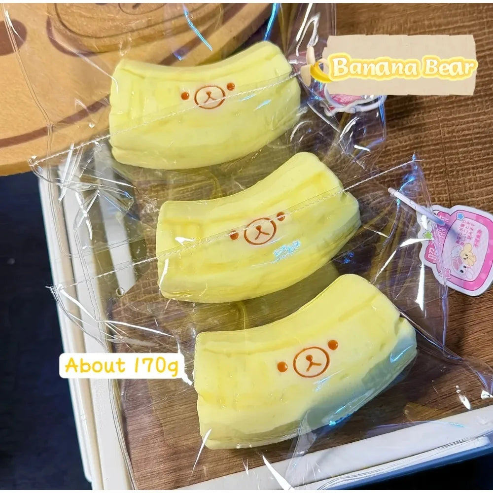 Soft Anti-anxiety Sensory Fidgety Toys, Hand-made, Creamy Texture, Banana Bear Shape, Stress-relieving.