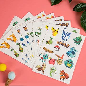 3PCS Pokemon Temporary Tattoo Stickers Children Pikachu Sticker Funny Cartoon Girls Christmas Birthday Gift Reward Toy