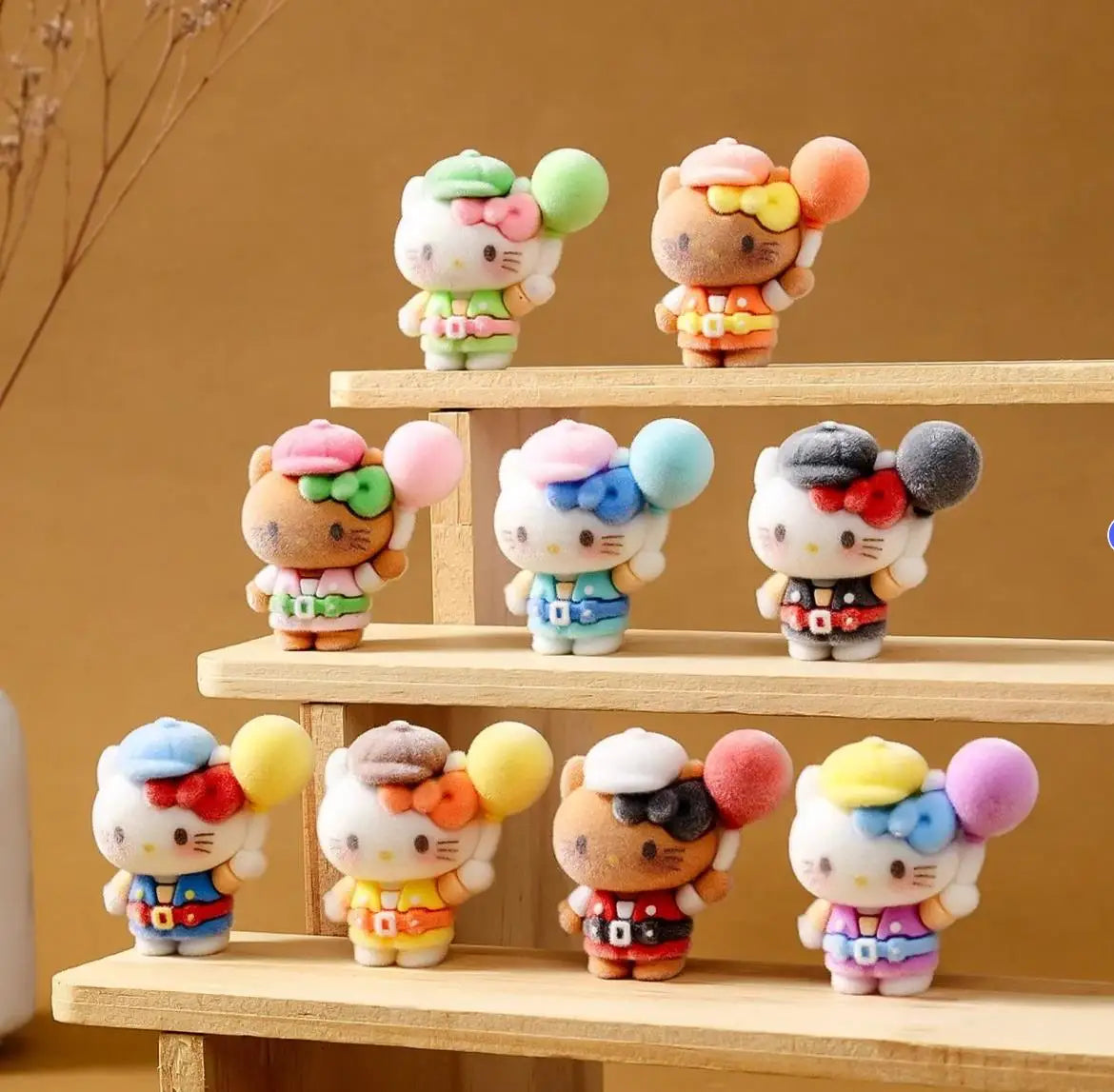 Kwaii Flocking Kitty Mini Figurine Little Kitty Doll Car Office Deskop Decoration Crafts Accessories Small Gifts