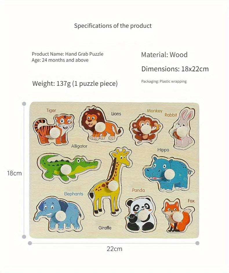 Montessori Early Education Geometry Beginner Puzzle Board, Hand-Held Fixed Board Puzzle Development, Puzzle Block Shape Matching