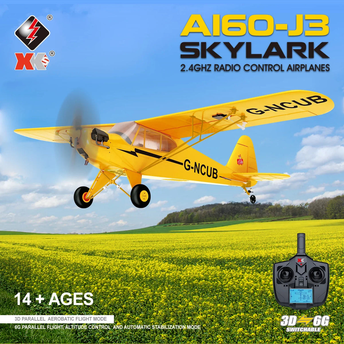 Wltoys RC Glider 5CH Brushless Airplane 2.4G Remote Control Aircraft 650mm Wingspan 3D6G  Motor Glider EPP Foam Plane Toys with 2pcs Rechargeable Batteries A160