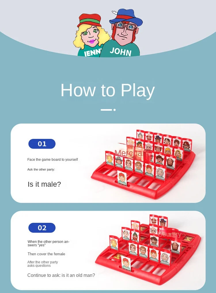 Guess Who I Am Puzzle Game Two Person Interactive Portable Tray Puzzle Board Game Suitable for Children