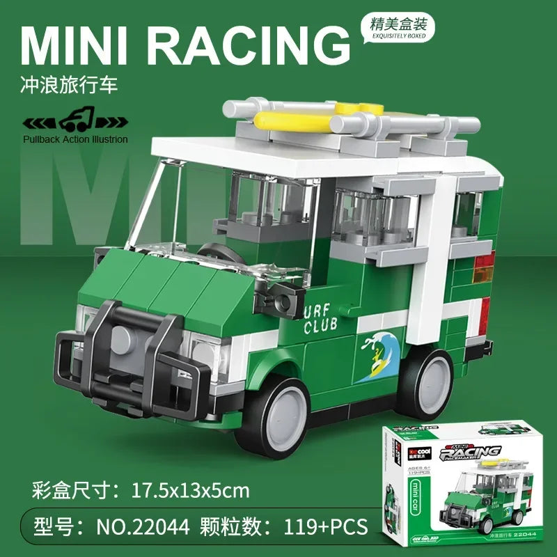 Racing Car Bus Engineering Vehicle Ambulance Pull Back Model Building Blocks Brick Toys Children Boys Birthday Gift Brick