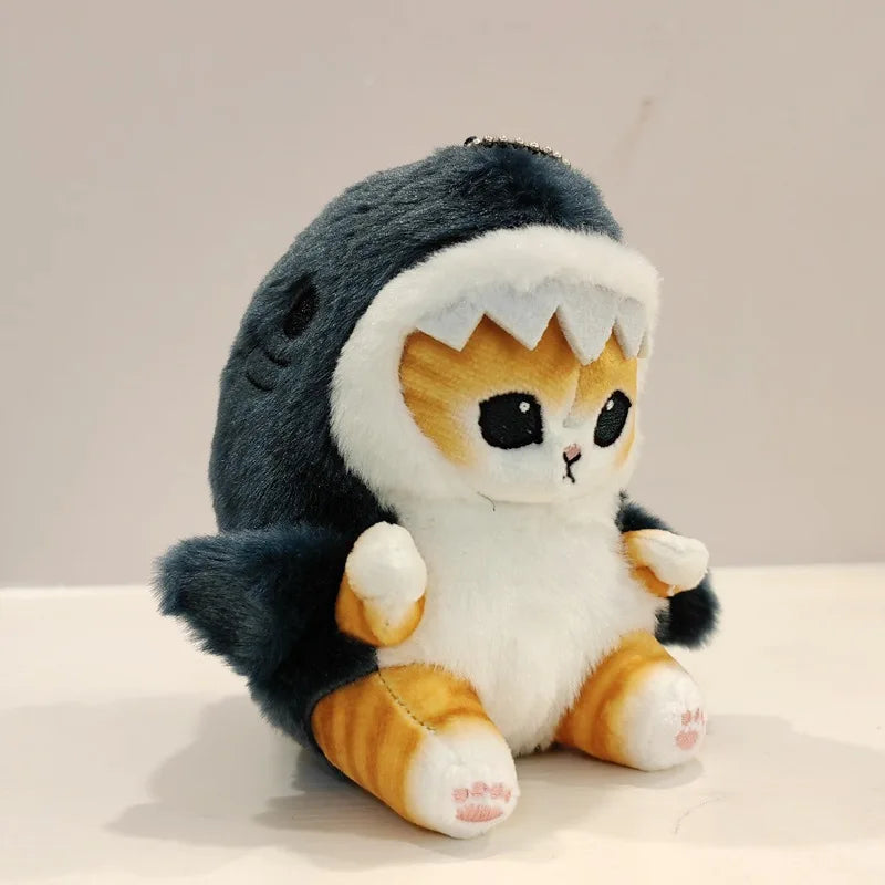 Kawaii Tempura Fried Shrimp Shark Cat Plush Doll Keychain Cartoon Cute Mofusand Anime Hobby Pendant Backpack for Girlfriend Gift