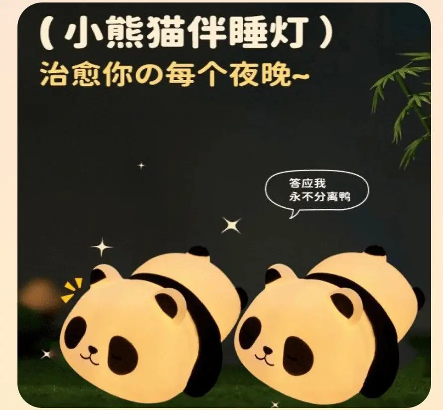 Panda Tap Night Light Soft Ambient Bedroom Lamp Sitting Prone Ornament Eye Friendly Sleep Aid Kawaii Decoration Holiday Gift