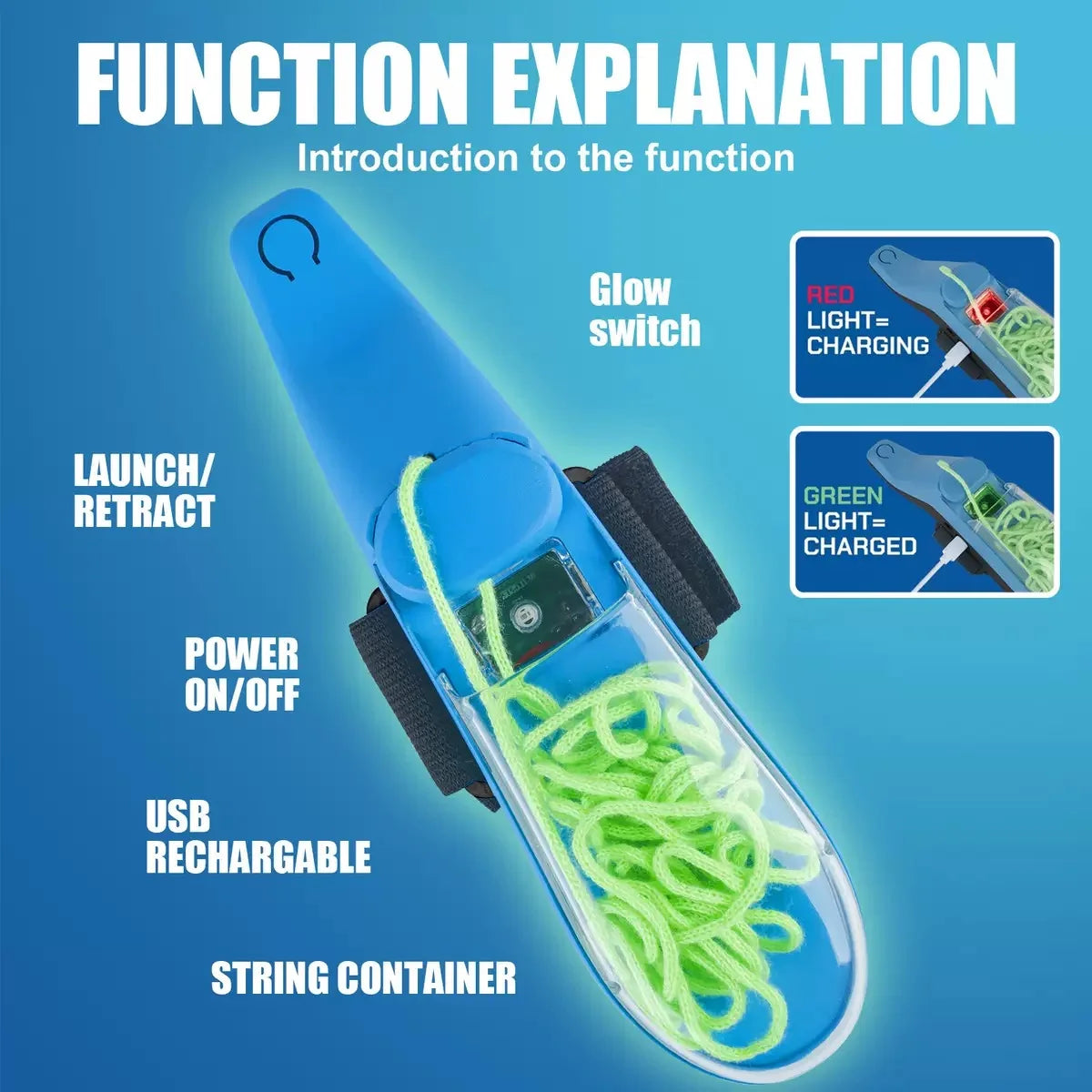 NEW Electric Spider Web Launcher Funny Glow-in-the-Dark Retractable Luminous Rope Interactive Toys Cosplay Party Props Gift