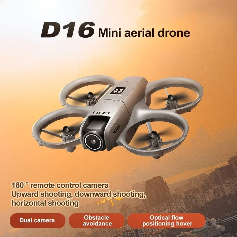 D16 Beginner Drone with 1080P HD Dual Camera, 360° Protection, One-Key Takeoff, 50 m Flight Height, Speed 5 m/s, 140 g Max Takeoff Weight, Headless Mode