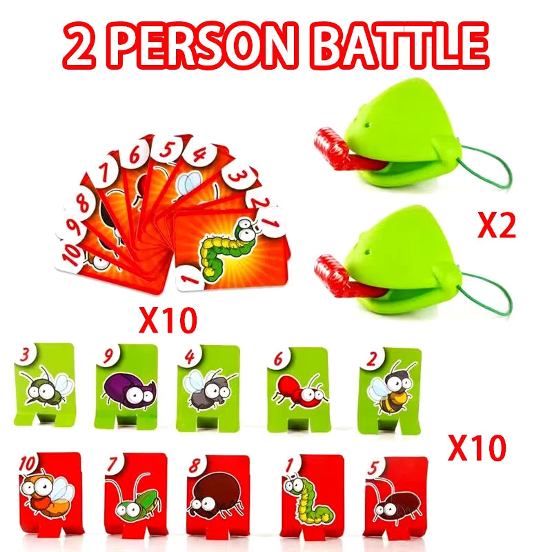 Frog Chameleon Lizard Mouth Mask Kids Toy Board Game Blow Activated Tongue Blow Catch Game Interactive Educational Game Prop
