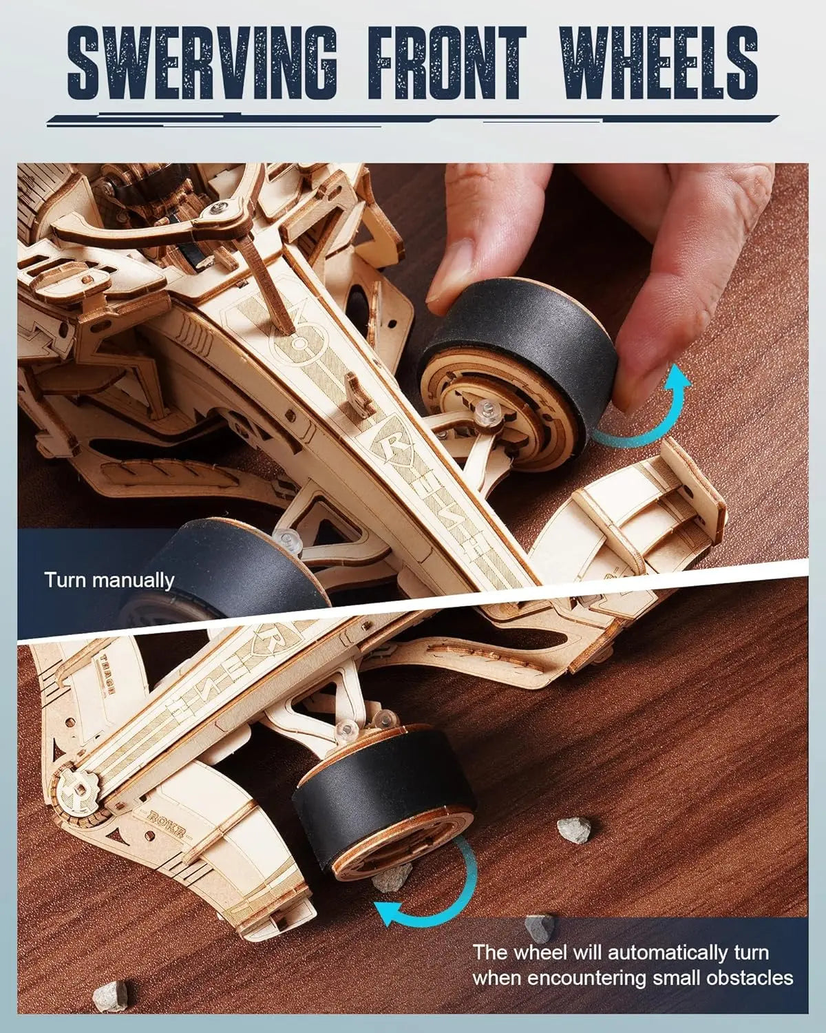 ROKR 3D Wooden Puzzle Formula Racing Car Mechanical Model Building Kit 1:18 Scale 241-piece Puzzle Toys for Adult to Build Ideal Gift for Boys Men