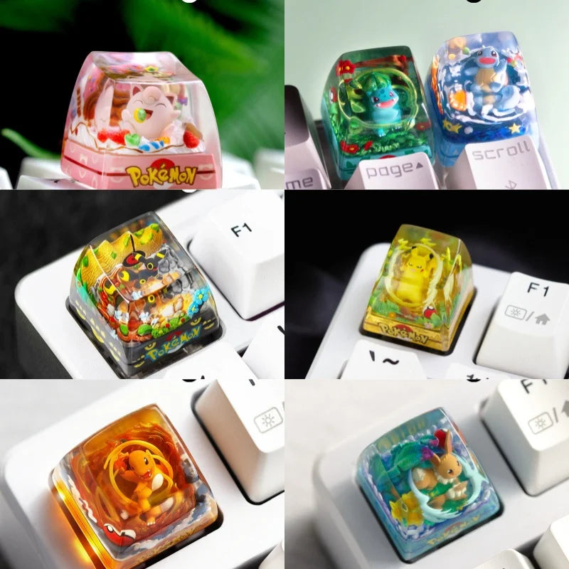 Pokemon Transparent Esc Keycap Keyboard Accessories Anime Cute Resin Shrink Drip Glue handmade Keycaps Anime Fans Gift